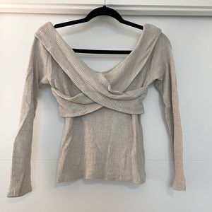 Lulu’s off the shoulder tan sweater